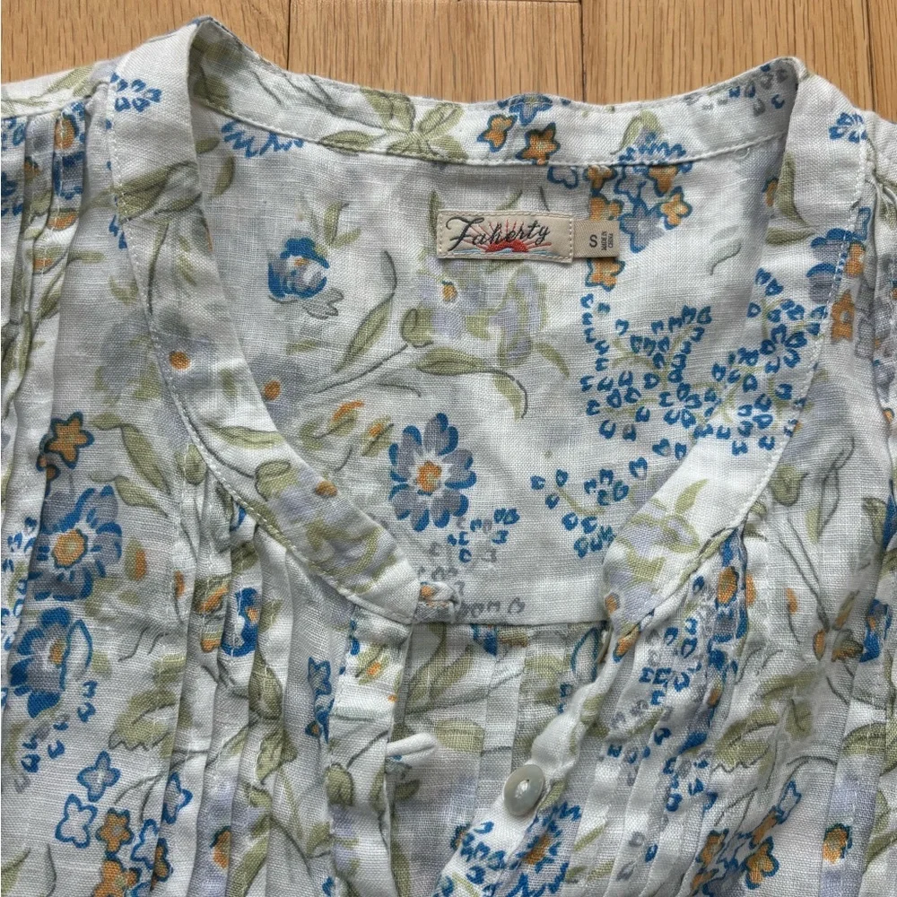 Faherty Floral Print Linen Isha Dress Small - Picture 3 of 6